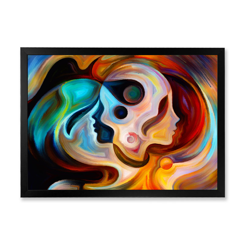 «Blue Orange and Red», reproduction d'art sur toile, H 24 po x l 32 po, Toile avec cadre de coin noir fermé