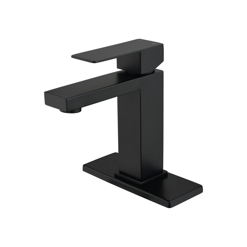 Robinet de lavabo de salle de bain à poignée simple avec bec cascade, Noir mat