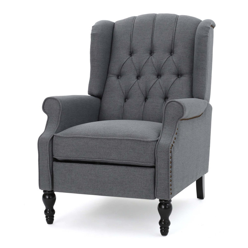 Fauteuil inclinable capitonné en tissu, Tissu gris anthracite