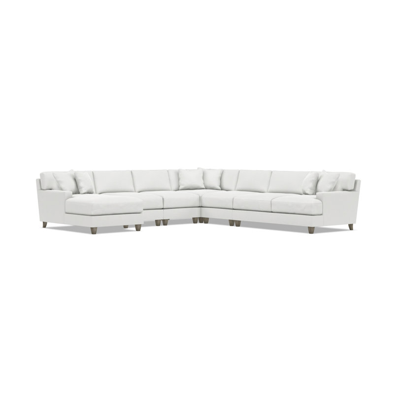 Bernhardt Mila 6-Piece Fabric Sectional, Left Hand Facing, White Polyester Blend, 33.5" H x 137" W x 137" D
