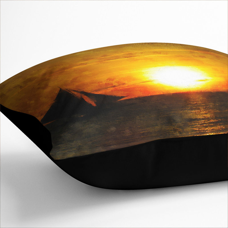 Sailing Boats at Sunset Painting Scatter Cushion, Black, 40cm H x 40cm W x 15cm D