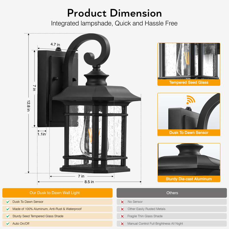 Ensemble de 2 luminaires muraux d'extérieur noirs Dusk to Dawn