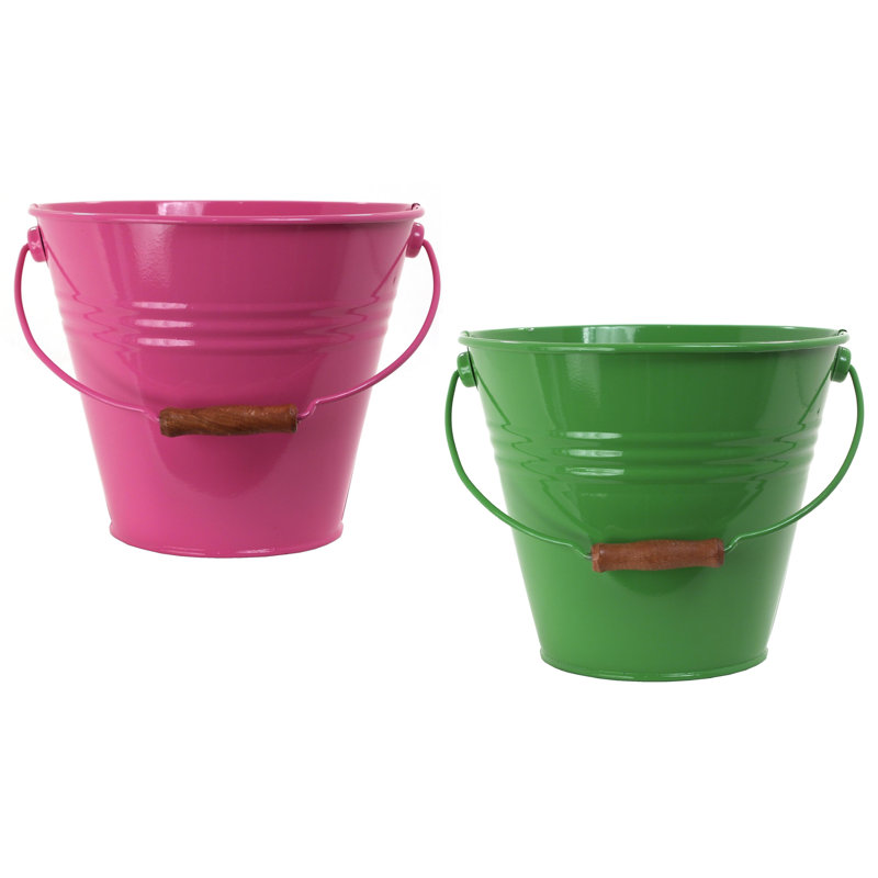 Ensemble de seaux en métal Fun, Rose / vert pomme