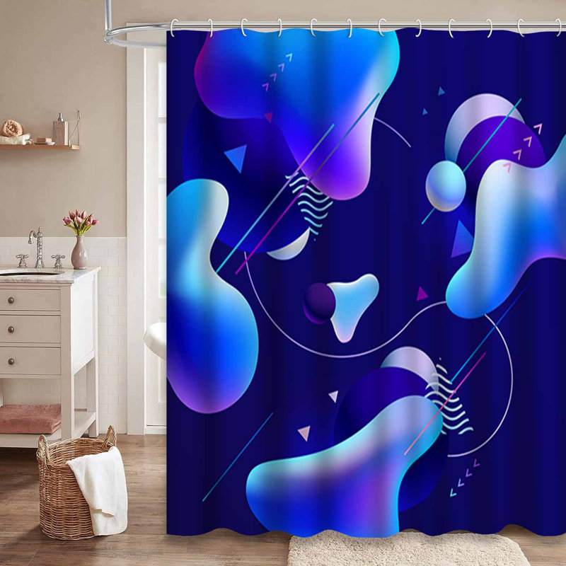 Rideau de douche bleu imperméable, rideaux de douche pour la salle de bain avec 12 crochets, L 72 po x l 84 po