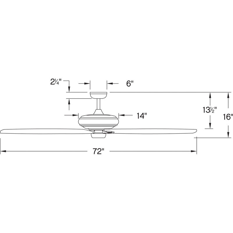 Ventilateur de plafond standard à 5 pales de 72 po avec contrôle mural, Graphite