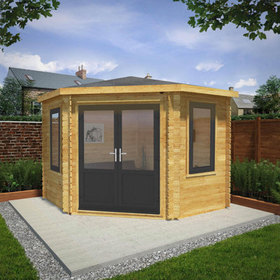 10ft x 10ft Corner Cabin UPVC Windows & Doors (44mm)