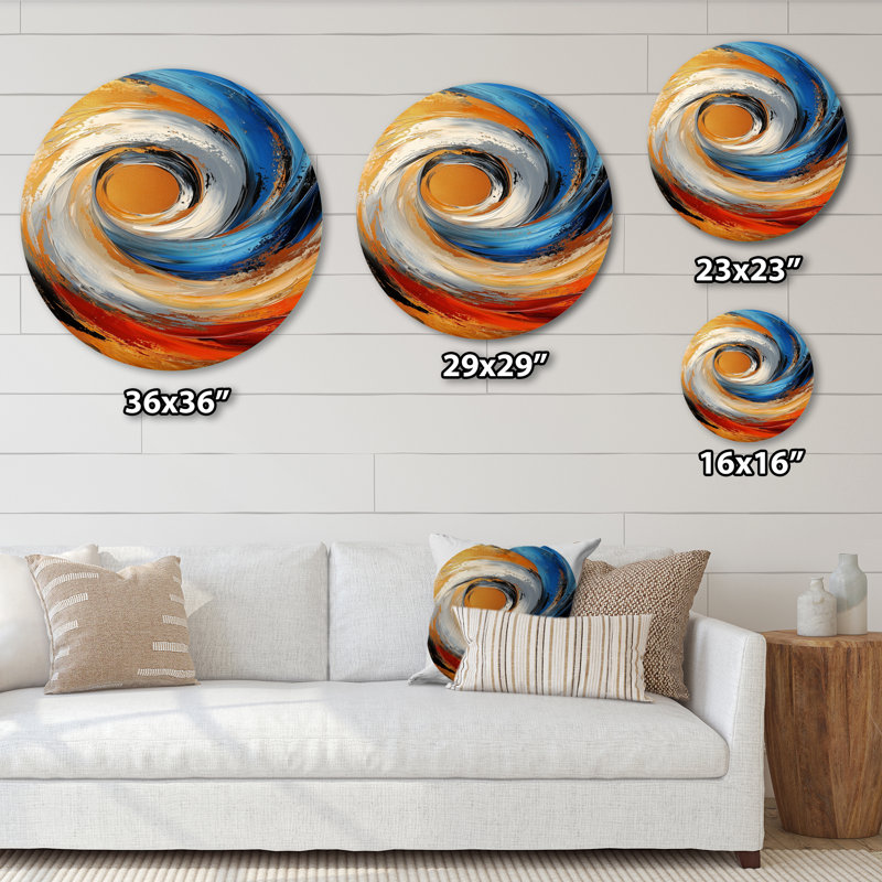 Bindy - Art mural rond moderne transitionnel en métal, H 16 po x l 16 po
