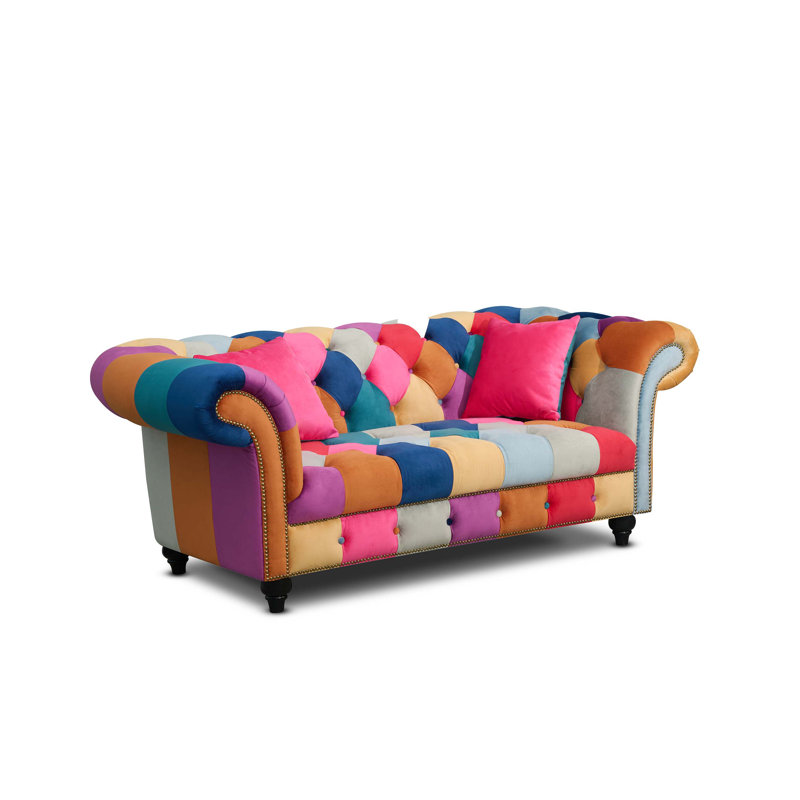 Camaury Velvet Patchwork Sofa, Patchwork, 2