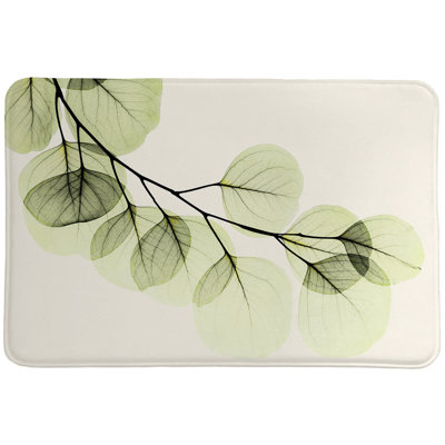 Cumber Green X-Ray of Eucalyptus Leaves Memory Foam Rug