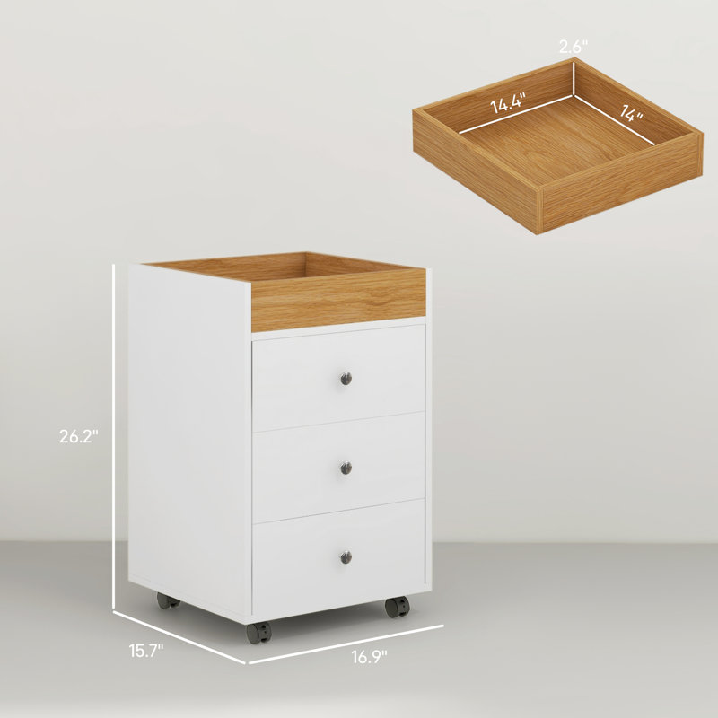 Armoire de bureau blanche à 3 tiroirs - pour le bureau, un plateau amovible, économise de l'espace et améliore le rangement pour l'organisation