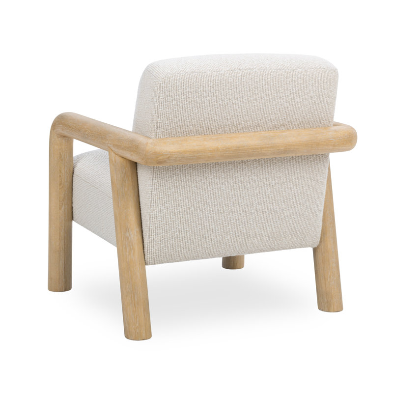 Reyna Upholstered Fabric Accent Chair, Natural Wood, Sand