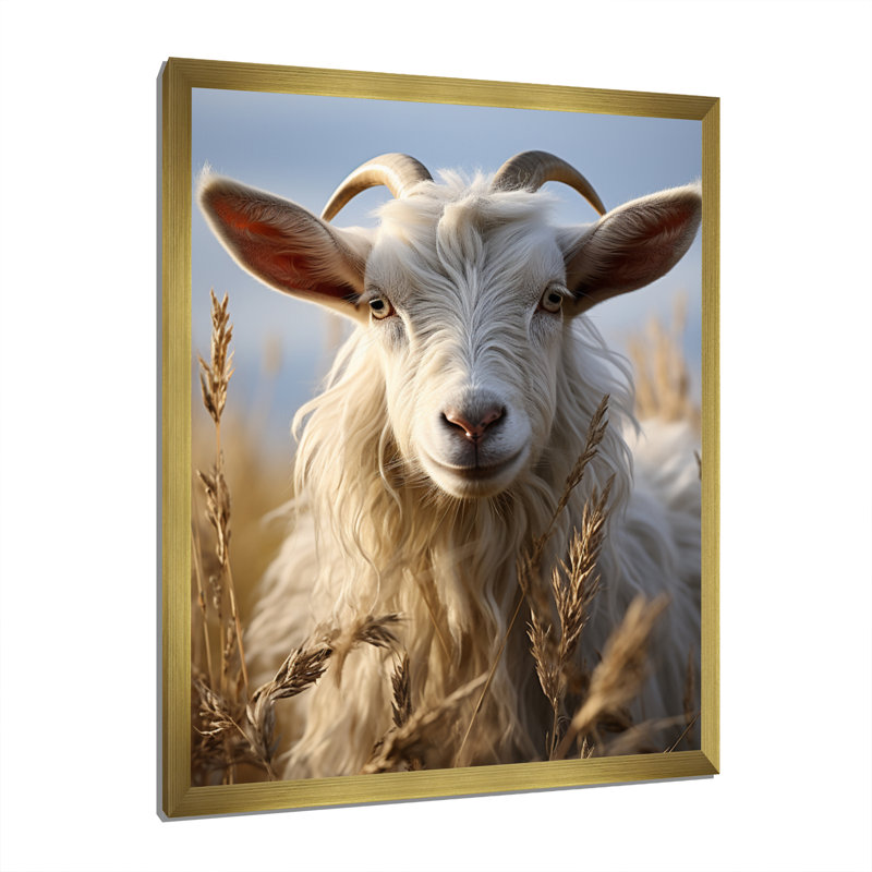Kayzleigh Goat Portrait Vibrant I sur toile, H 20 po x l 12 po x P 1 po, Encadrement doré