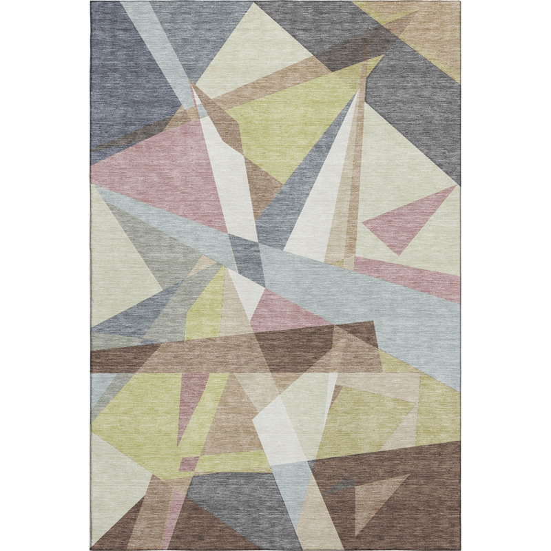 Tapis géométrique Premium Floyd AMF1609 lavable à la machine, Rectangulaire 3 pi x 5 pi