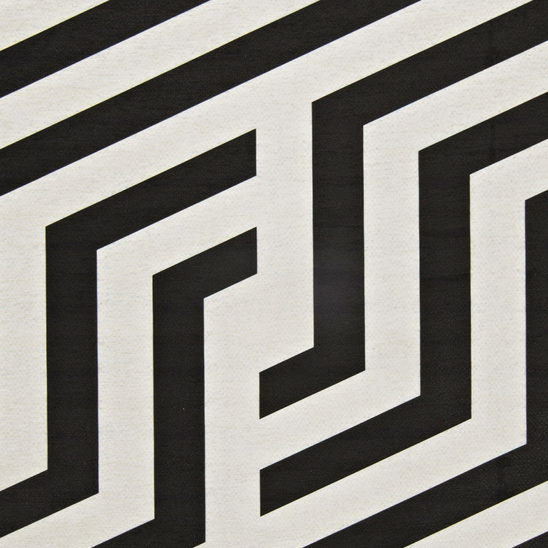 Tapis intérieur / extérieur ivoire / noir Kivett, Rectangle 7 pi x 9 pi