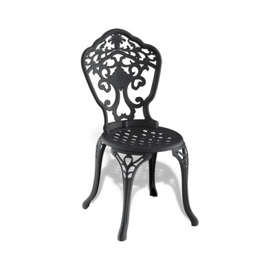 Chaise de patio en fonte d'aluminium 4 pièces avec cadre noir