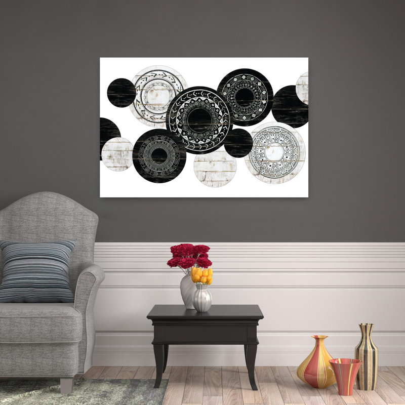 Textured Circles Abstract Contemporary Art, 32" H x 48" W