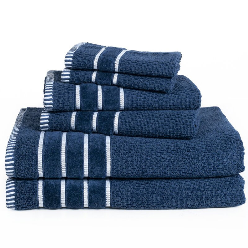 Ensemble de serviettes de bain 100% coton 6 pièces Holmer, Bleu marine