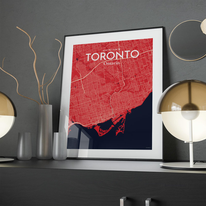 Toronto City Map in Nautical 1 Piece Wall Art, 24cm H x 18cm W x 0.05cm D
