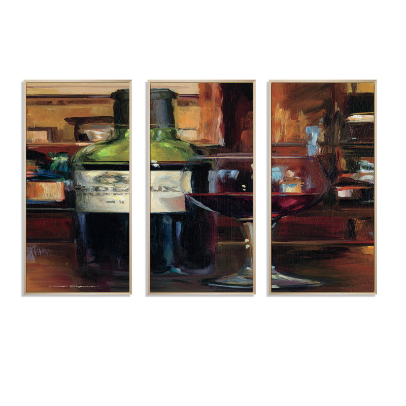 A Reflection Of Wine Bottle I Framed On Canvas Painting