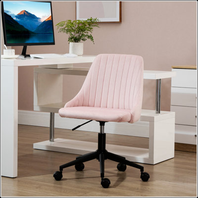 Fauteuil de bureau à dossier moyen en velours pivotant pour ordinateur de bureau ou chambre à coucher