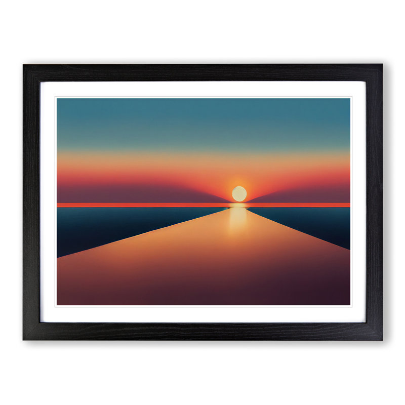 XH1022-6186X Modern Sunset Vol.2 Abstract - Single Picture Frame Print, 46cm H x 64cm W x 2cm D, Black
