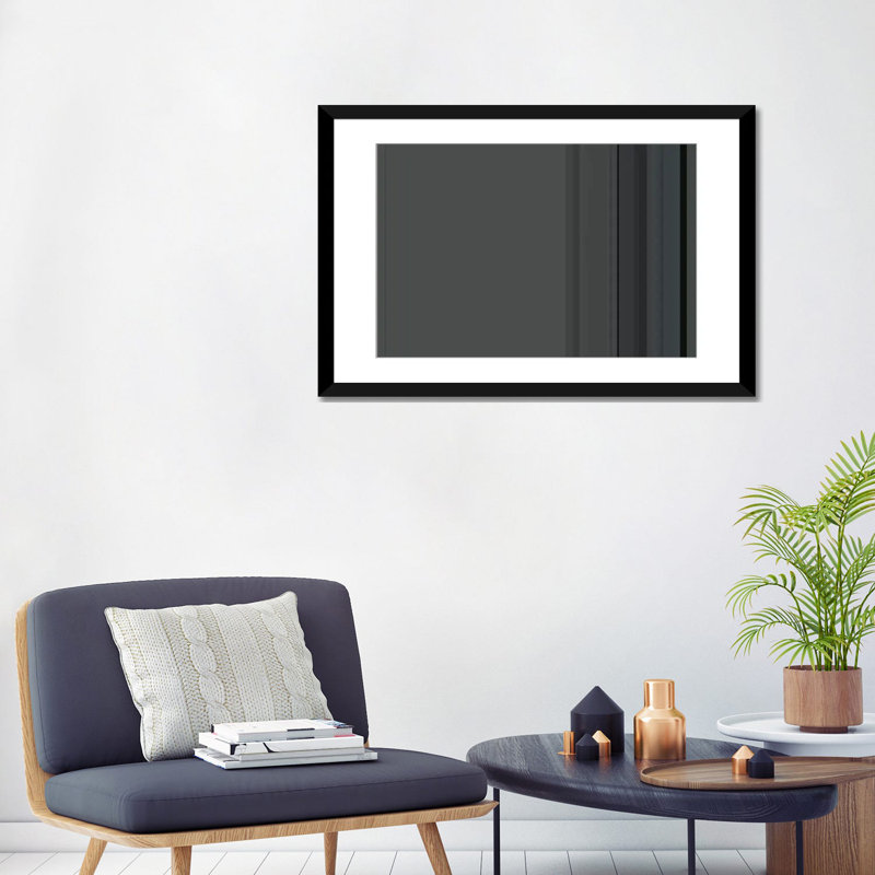 Rayures gris anthracite, impression sur toile, H 16 po x l 24 po x P 1 po, Papier d'art encadré noir, Blanc