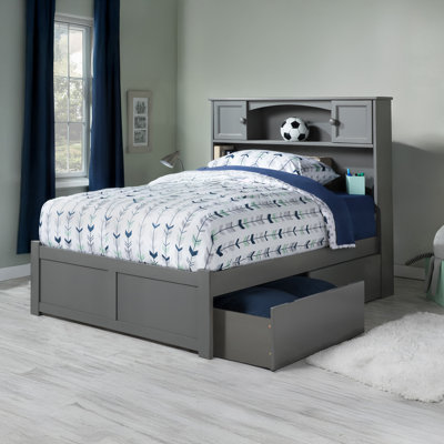  Casandra Solid Wood Platform Bed with Panel Footboard and Storage Drawer