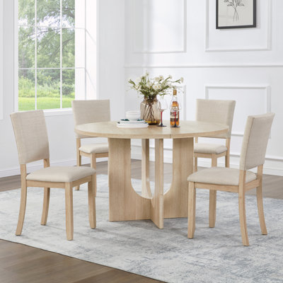 Ensemble de salle à manger rond 47,3 po avec 4 chaises rembourrées