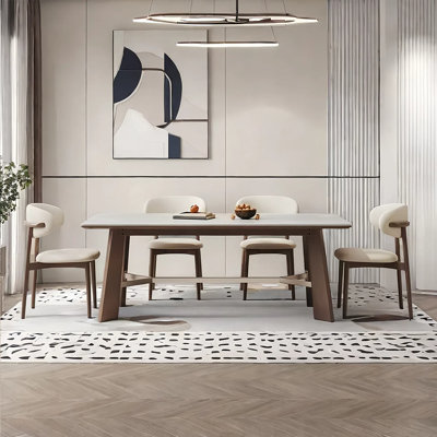 Stylish rock plate dining table and chair set