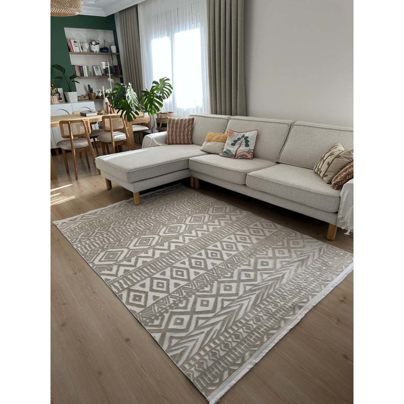 Tapis en coton Tilina avec envers antidérapant, Rectangle 3 pi 3 po x 3 pi 11 po
