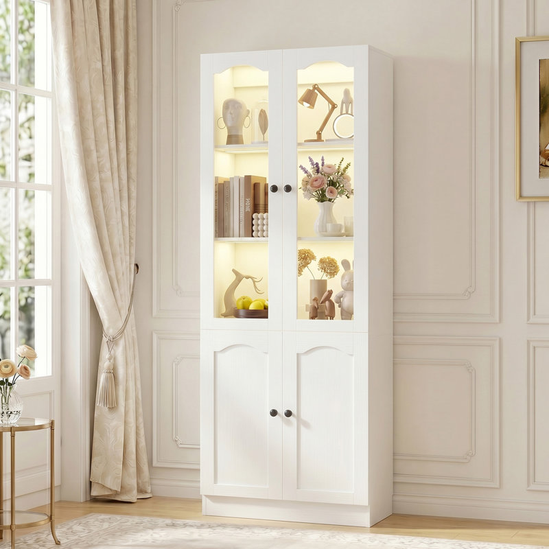 Garde-robe avec porte en verre, White