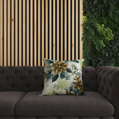 Holiday Sparkle Floral Indoor/Outdoor Reversible Throw Pillow