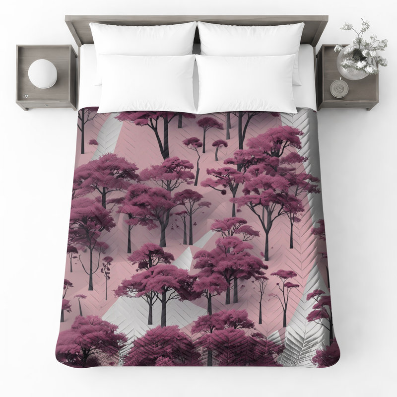 Couvre-lit matelassé Pink Forest Landscape, Double