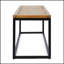 Banc industriel en bois et métal JECO, siège à lattes en acacia durable avec cadre en fer élégant pour les espaces extérieurs modernes