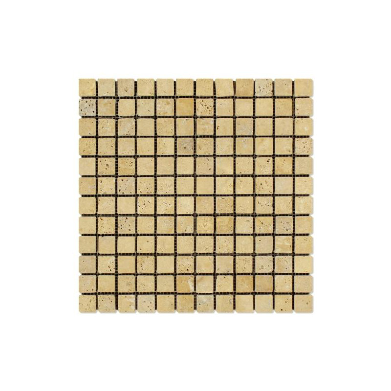 Mosaïque carrée dorée en travertin