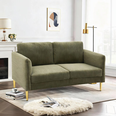 Causeuse moderne en velours côtelé de 60,63 po de largeur, coussins rembourrés moelleux, structure en bois massif, mobilier de salon et d'appartement compact