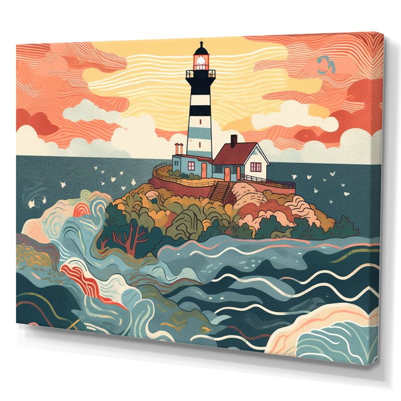 Phare côtier I, H 12 po x l 20 po x P 1 po, Toile tendue
