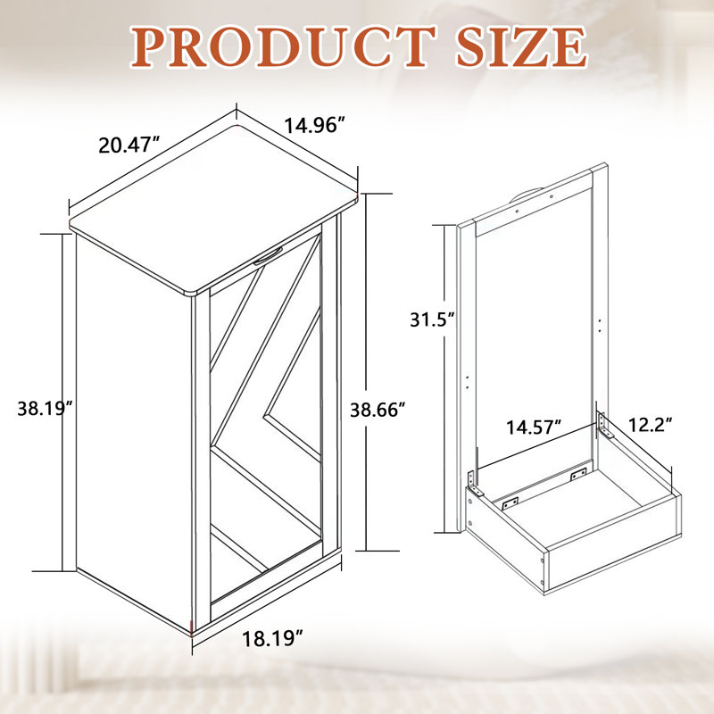 Tilt Out Trash Can Cabinet Wooden with Negative Ion and Deodorizing Kitchen Trash Bin Laundry Sorter, White