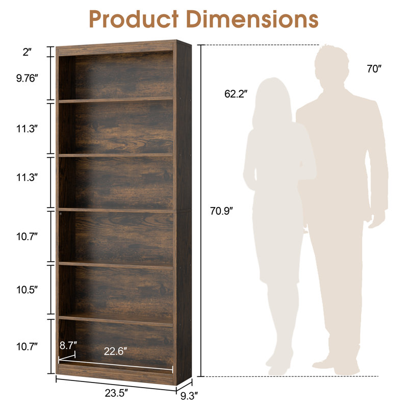 Bibliothèque standard H 70,9 "à 6 niveaux, Brown
