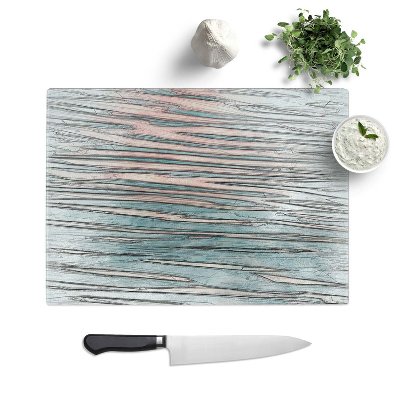 Tempered Glass Water Ripples Chopping Board, 28.5 cm W x 20 cm L