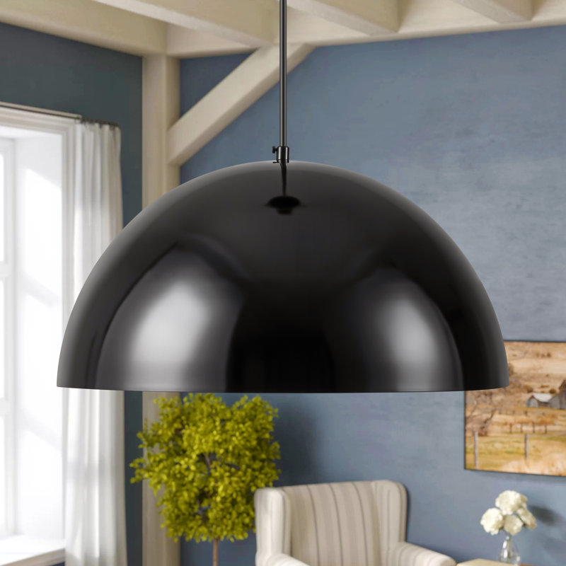 Luminaire suspendu en forme de dôme noir 1 lumière Lodi