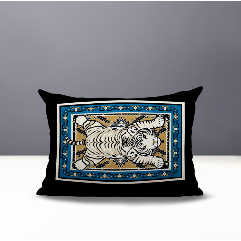 Oreiller rectangulaire réversible intérieur / extérieur Gibo Tiger, Turquoise
