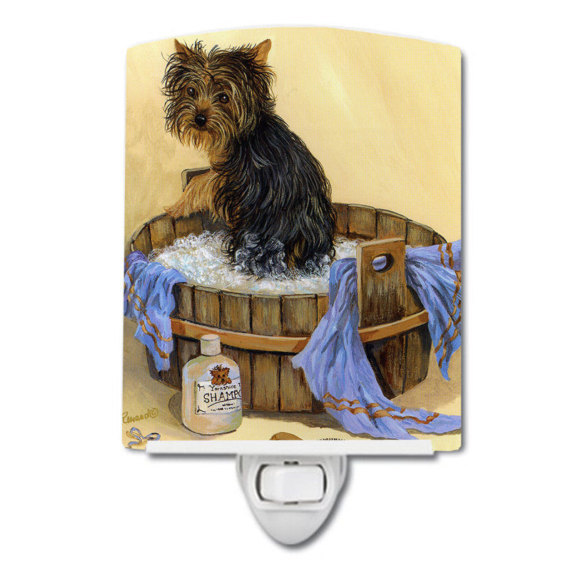 Veilleuse Westie, Yorkie heure du bain