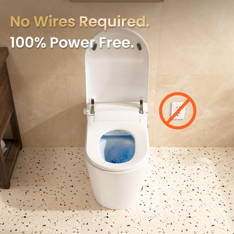 CRESTLE Non-Electric Bidet Toilet, Elongated One-Piece Toilet with Bidet & Rear Wash, Foot-Kick & Manual Flush with MaP 1000g Flushing Score, 17.3" ADA Comfort Seat Height, No Power Required