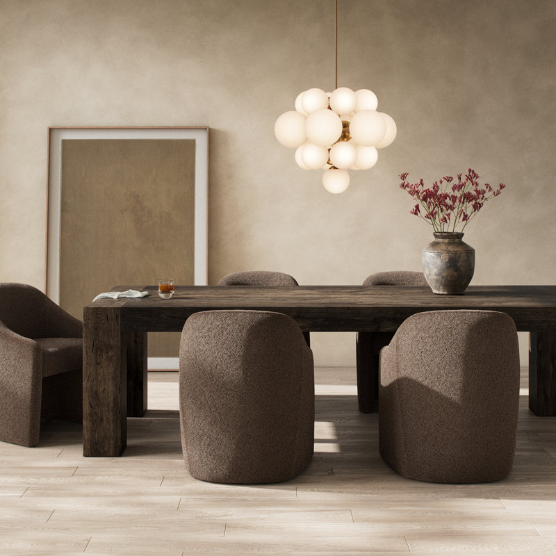 Abaso Dining Table, Ebony Rustic Wormwood Oak, 30'' H x 108'' W x 43'' D