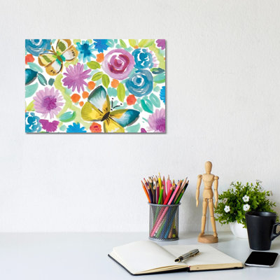 Tropical Butterfly Garden 1 Piece Wrapped Canvas Painting