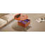 Table basse ronde à plateau relevable avec roues, structure en métal et éclairage multicolore de 27,6 po