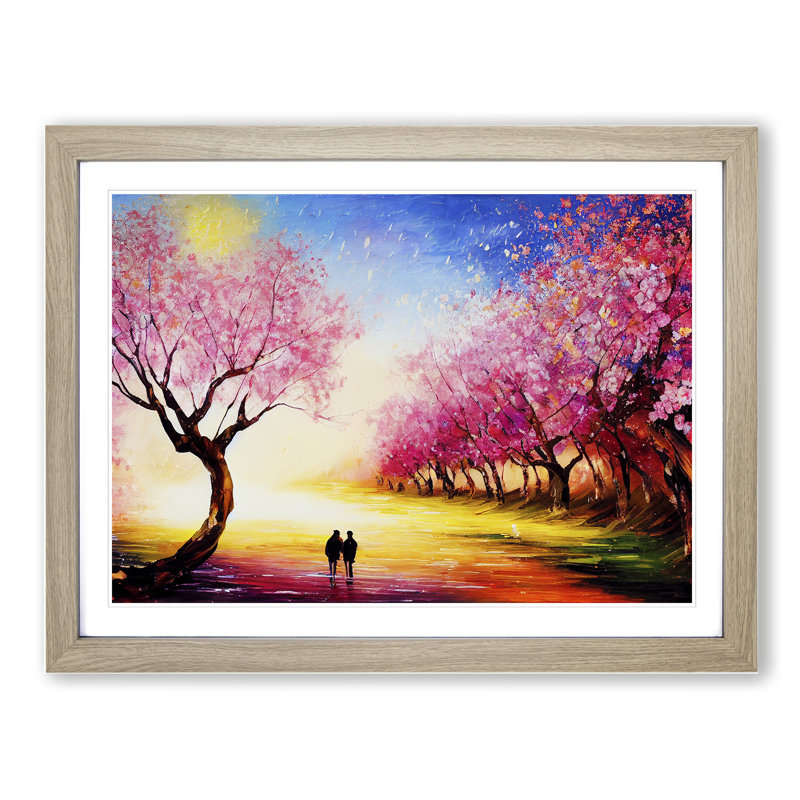 Cherry Blossom Tree Park Vol.6 - Framed Print, 46cm H x 64cm W x 2cm D, Oak Framed