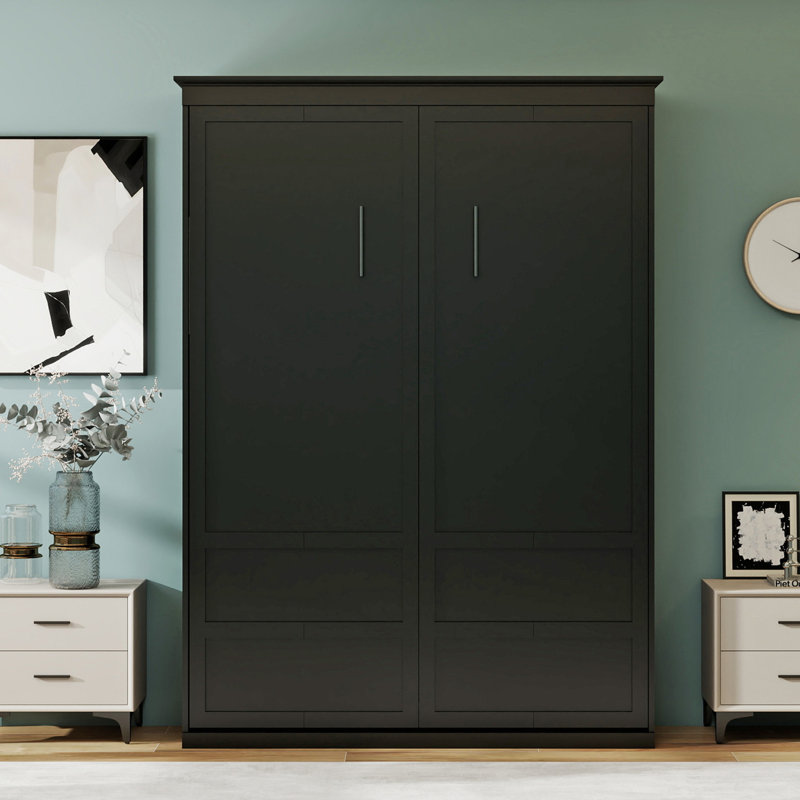 Lit escamotable mural, lit escamotable double / grand, noir, Noir