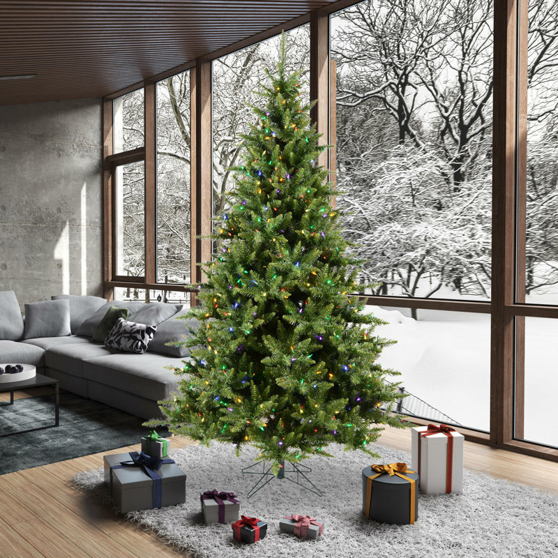 Camdon Lighted Artificial Fir Christmas Tree, Warm White, 7.5' H